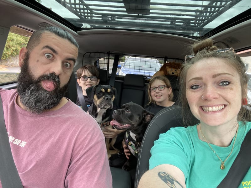 On the way back from Keynsham dog park, happy doggos and happy kids!